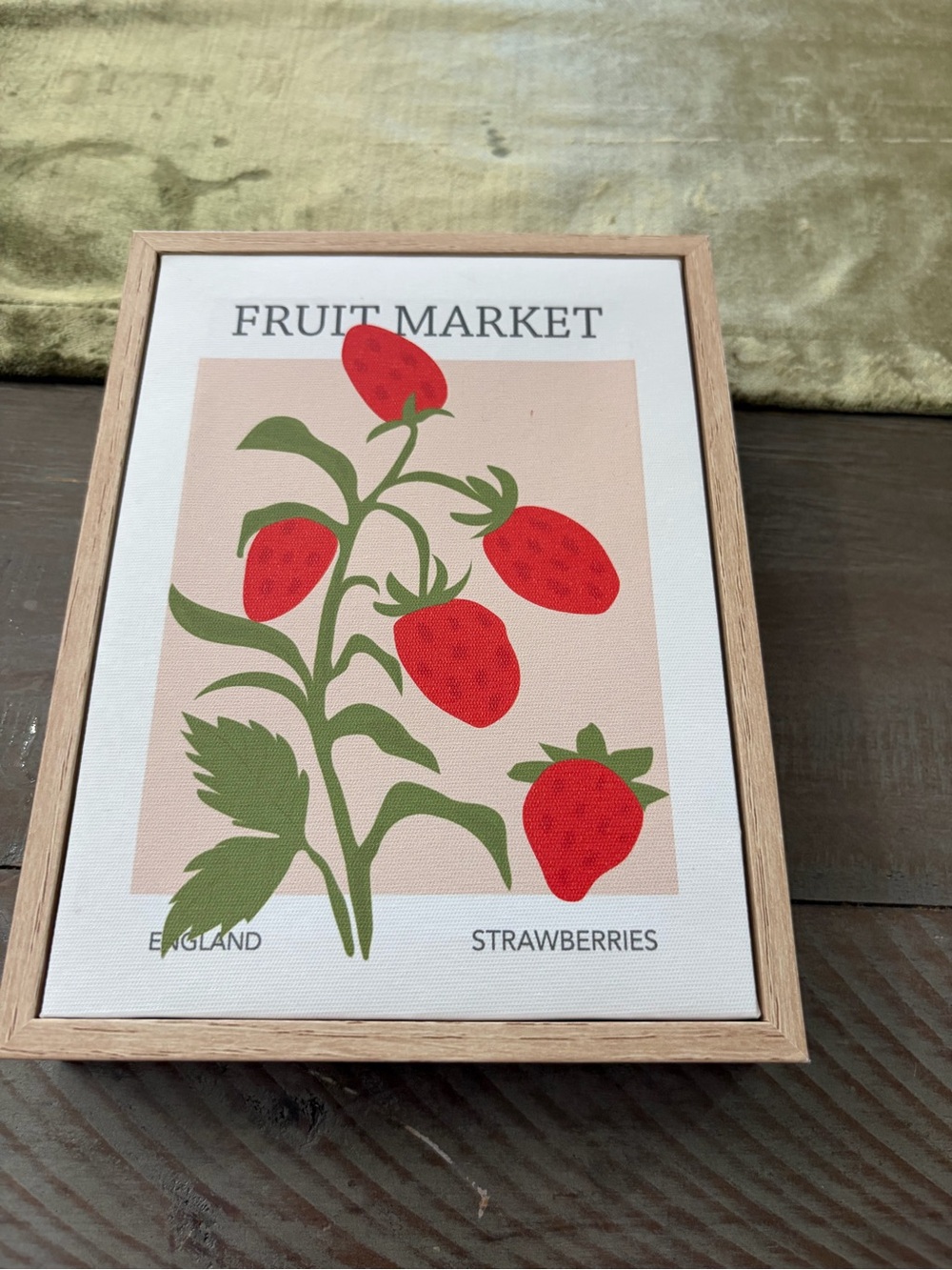 Fruit Market Strawberries Framed Print - Red & Green